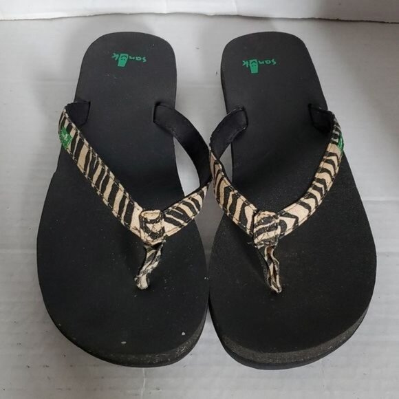 Sanuk Sandals Flip Flops Shoes Tongs Zebra Print SHOES Women's WOMAN'S Size 8 - Picture 4 of 14